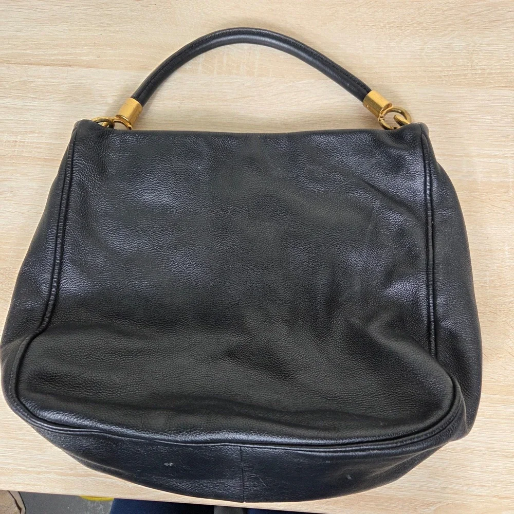 Marc by Marc Jacobs Black Pebbled Leather Hobo Bag Gold Hardware